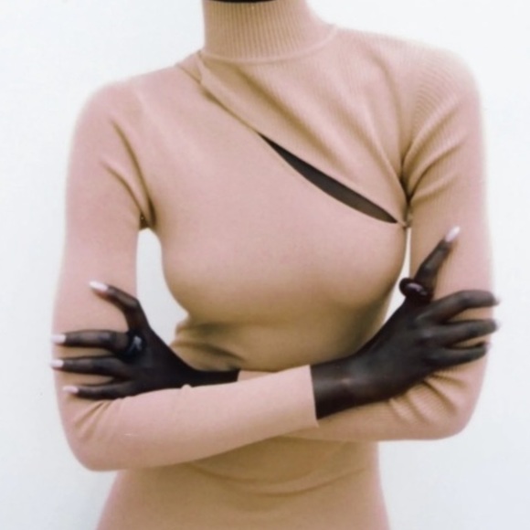 Zara | Cut Out Knit Dress in Dusty Pink NWT, Medium - Picture 8 of 8